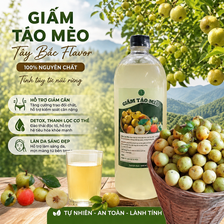 Giấm táo mèo Tây Bắc flavor, 100% nguyên chất